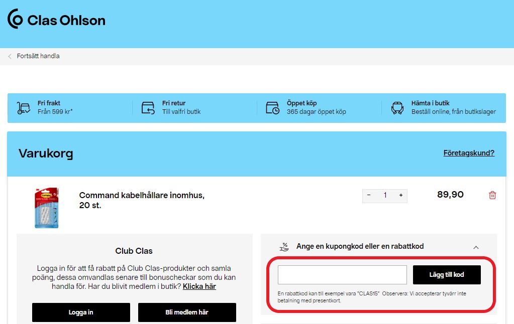 Hur använder man Clas Ohlson rabattkod banner