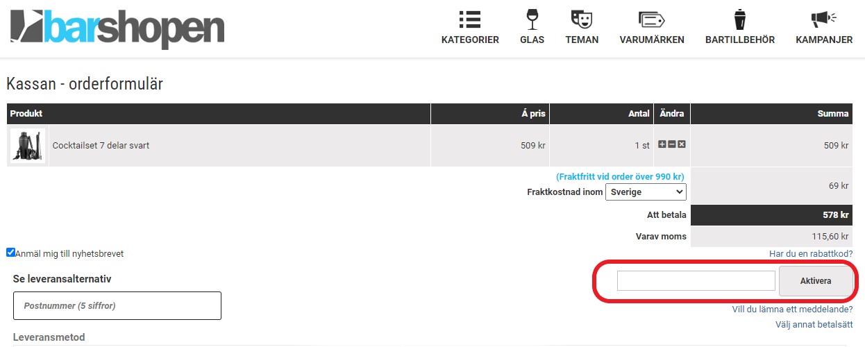 Hur använder man BarShopen rabattkod banner