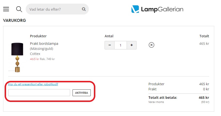 Hur använder man LampGallerian rabattkod banner