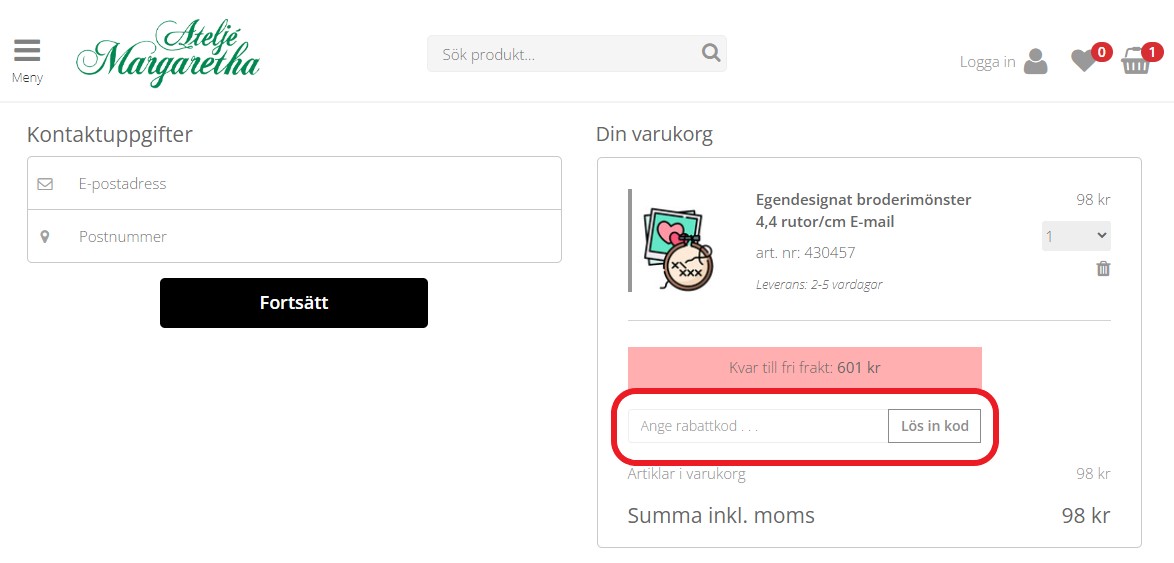 Hur använder man Atelje Margaretha rabattkod banner