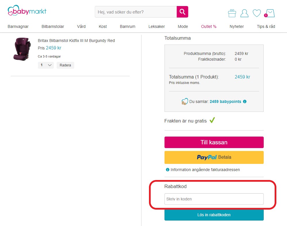 Hur använder man Babymarkt rabattkod banner