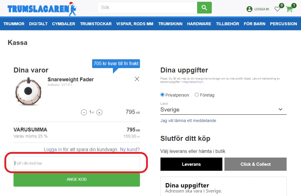 Hur använder man Trumslagaren rabattkod banner
