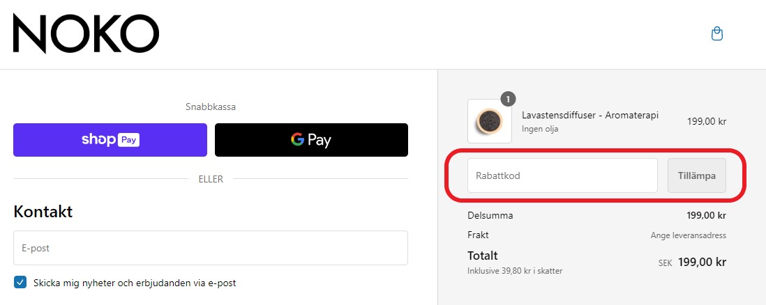 Hur använder man NOKO rabattkod banner