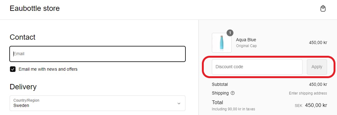 Hur använder man Eaubottle rabattkod banner