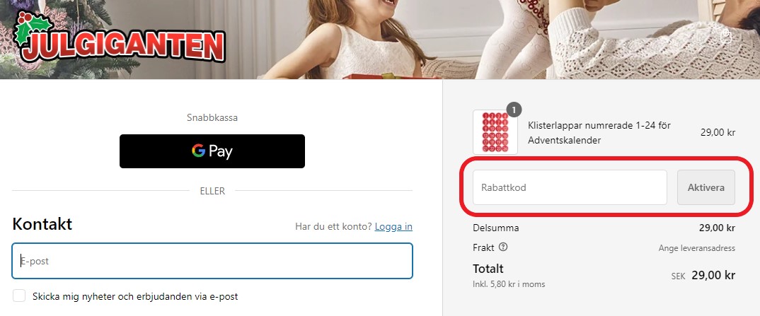 Hur använder man Julgiganten rabattkod banner