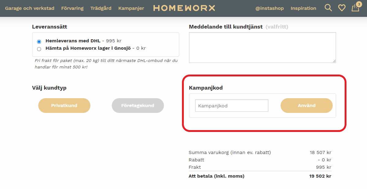 Hur använder man Homeworx rabattkod banner