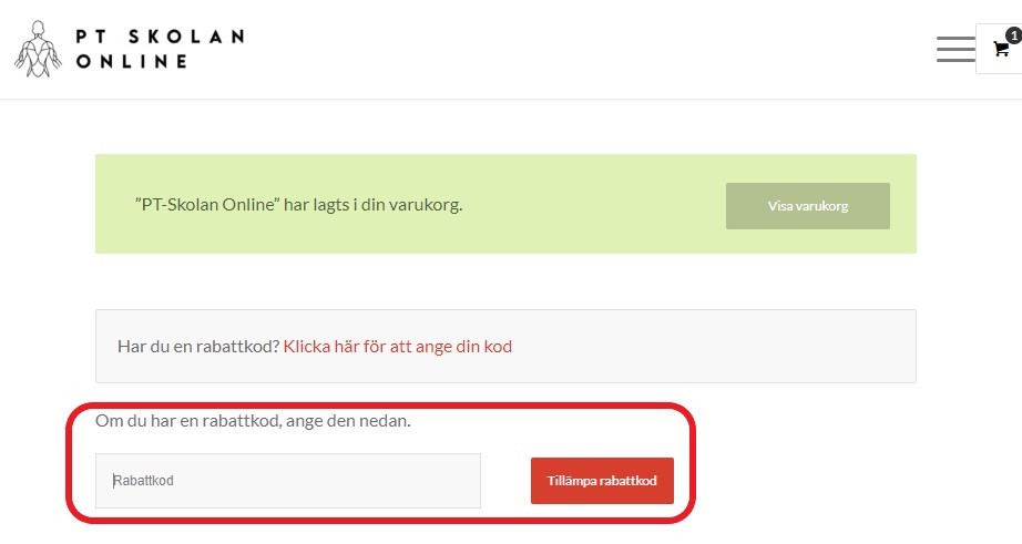 Hur använder man PT-Skolan Online rabattkod banner